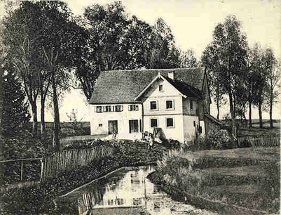 Historische Ansicht - Mühle mit Mühlgraben in Unterschneidheim