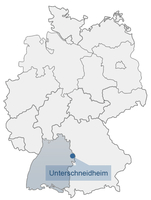 Deutschlandkarte mit Standort Gemeinde Unterschneidheim